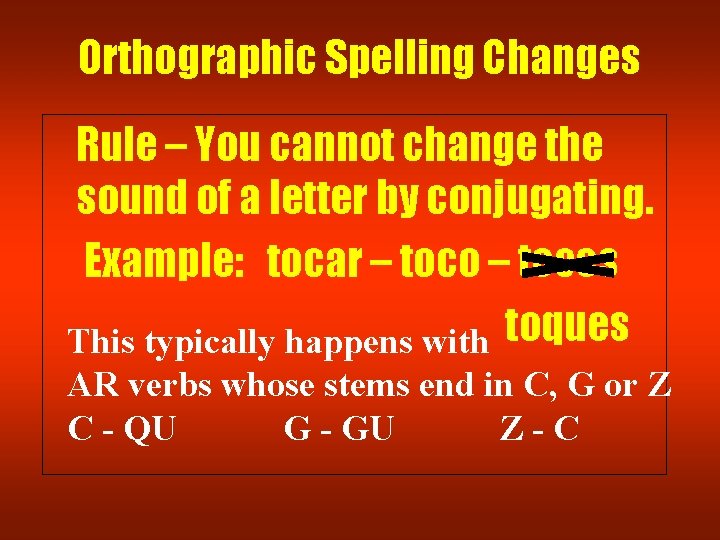 Orthographic Spelling Changes Rule – You cannot change the sound of a letter by Orthographic Spelling Changes Rule – You cannot change the sound of a letter by