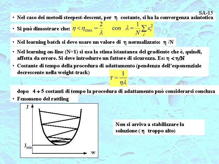 SA-15 • Nel caso dei metodi steepest-descent, per h costante, si ha la convergenza