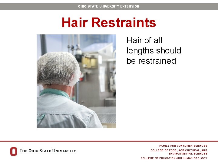 OHIO STATE UNIVERSITY EXTENSION Hair Restraints Hair of all lengths should be restrained FAMILY