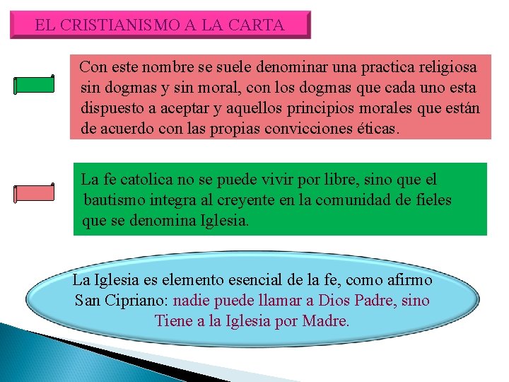 EL CRISTIANISMO A LA CARTA Con este nombre se suele denominar una practica religiosa