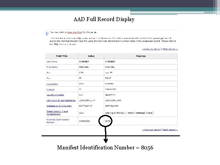 AAD Full Record Display Manifest Identification Number = 8056 