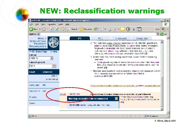 NEW: Reclassification warnings P. Fiévet, March 2009 