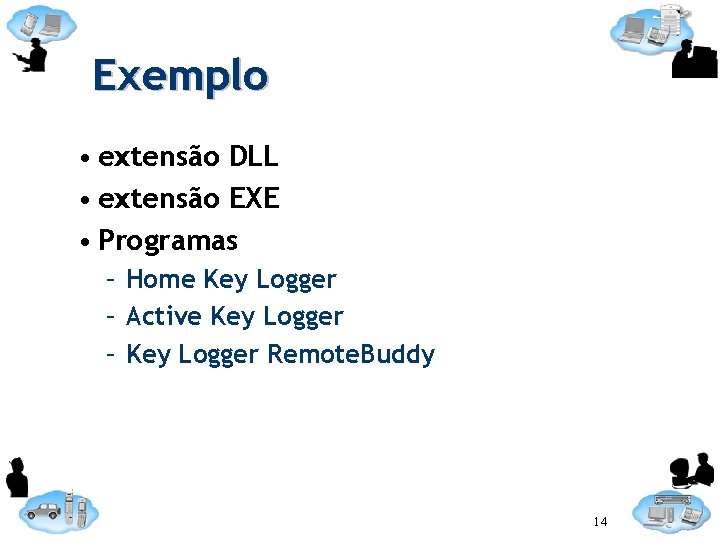 Exemplo • extensão DLL • extensão EXE • Programas – Home Key Logger –