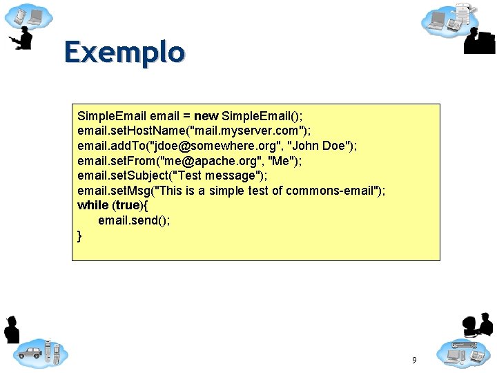 Exemplo Simple. Email email = new Simple. Email(); email. set. Host. Name("mail. myserver. com");