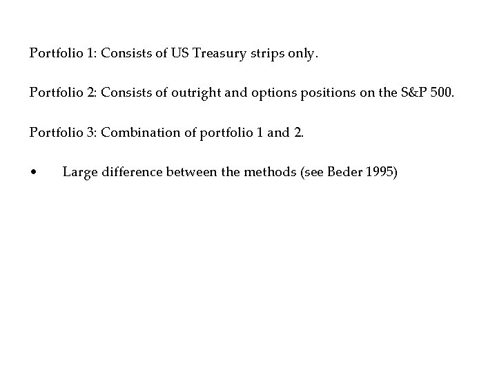 Portfolio 1: Consists of US Treasury strips only. Portfolio 2: Consists of outright and