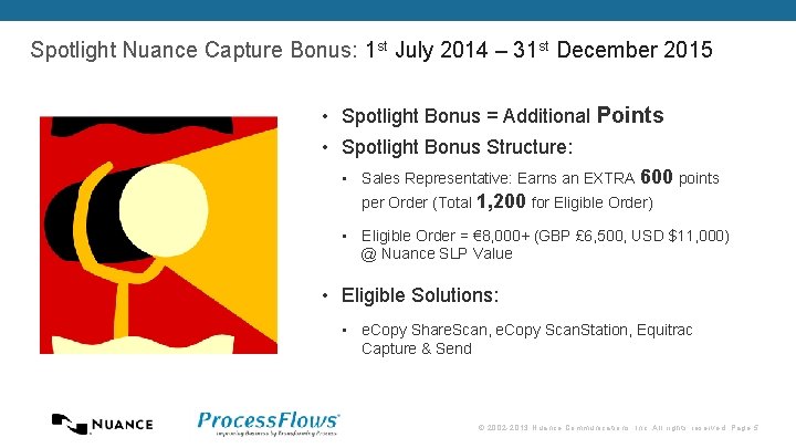 Spotlight Nuance Capture Bonus: 1 st July 2014 – 31 st December 2015 • Spotlight Nuance Capture Bonus: 1 st July 2014 – 31 st December 2015 •