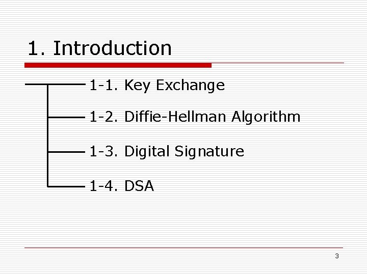 1. Introduction 1 -1. Key Exchange 1 -2. Diffie-Hellman Algorithm 1 -3. Digital Signature