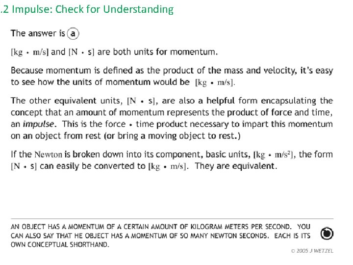 . 2 Impulse: Check for Understanding 