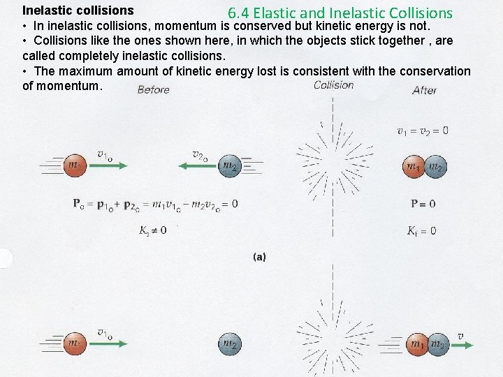 Inelastic collisions 6. 4 Elastic and Inelastic Collisions • In inelastic collisions, momentum is