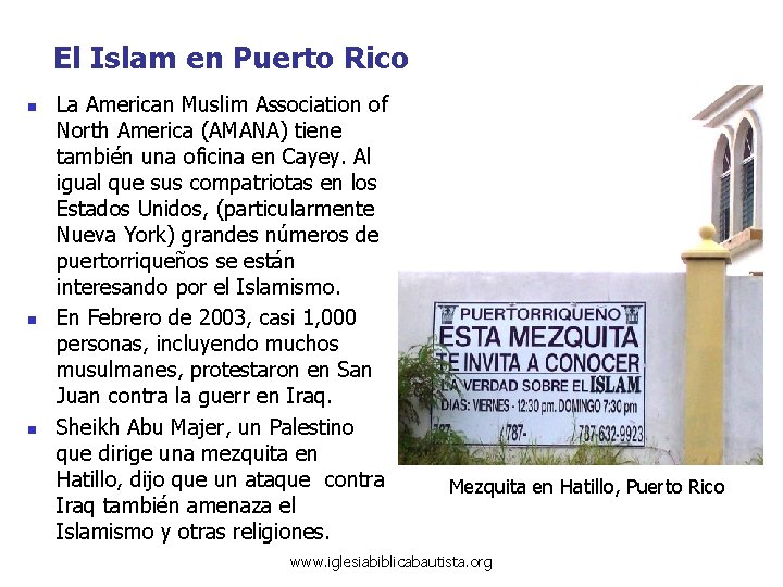 El Islam en Puerto Rico n n n La American Muslim Association of North
