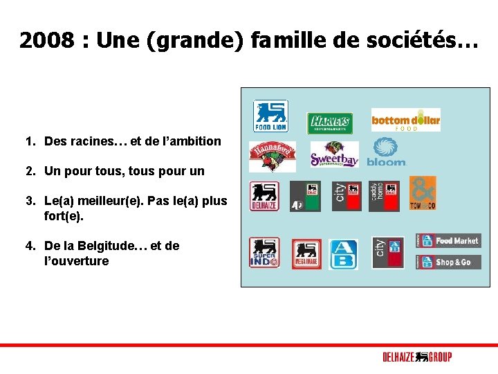 2008 : Une (grande) famille de sociétés… 1. Des racines… et de l’ambition 2.