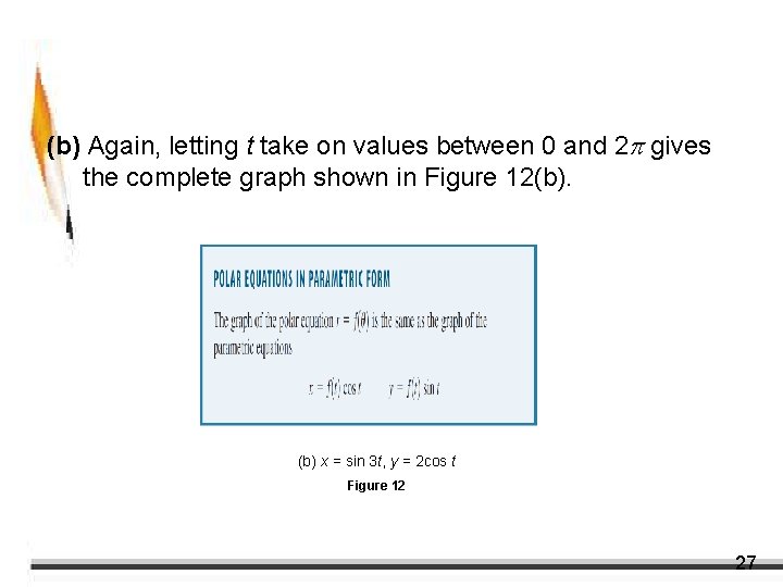 Example 7 – Solution cont’d (b) Again, letting t take on values between 0