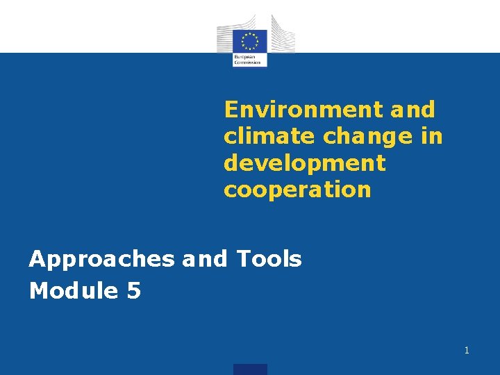 Environment and climate change in development cooperation Approaches and Tools Module 5 1 