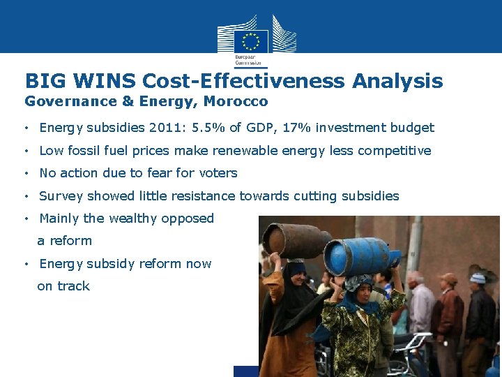 BIG WINS Cost-Effectiveness Analysis Governance & Energy, Morocco • Energy subsidies 2011: 5. 5%