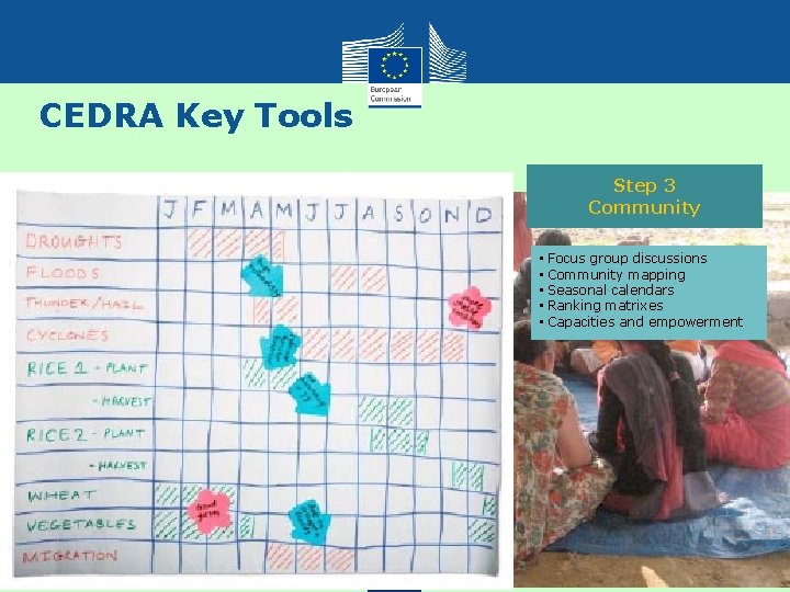 CEDRA Key Tools Step 3 Community • Focus group discussions • Community mapping •