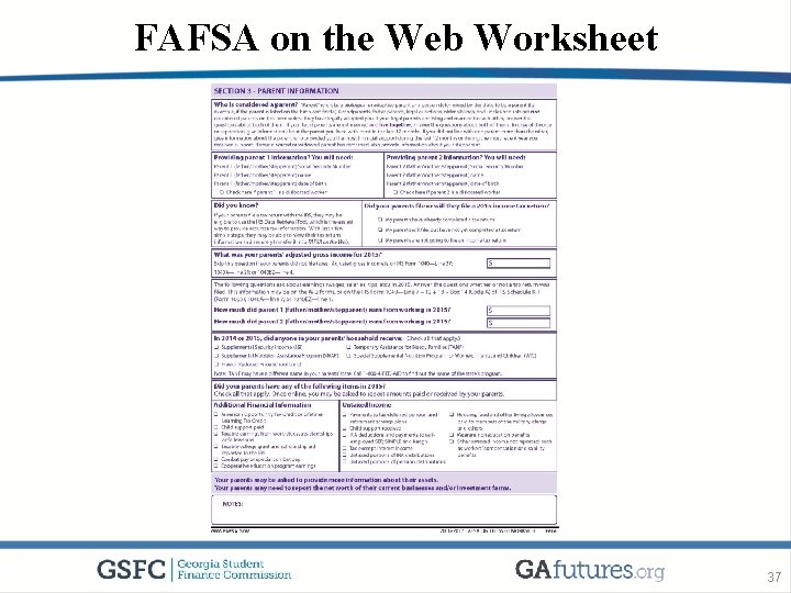 FAFSA on the Web Worksheet 37 