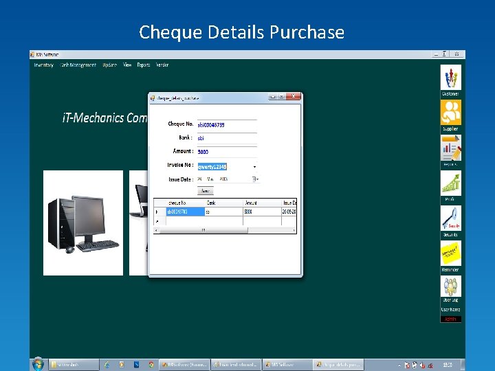 Cheque Details Purchase 