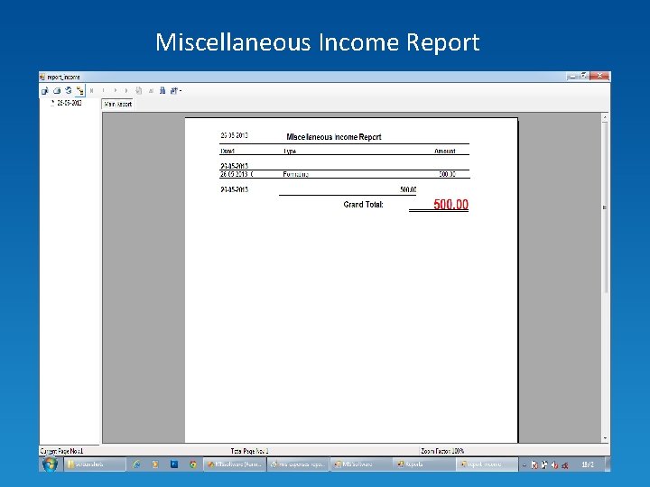 Miscellaneous Income Report 