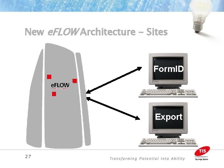 New e. FLOW Architecture - Sites Form. ID Export 27 