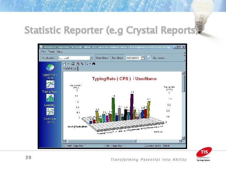 Statistic Reporter (e. g Crystal Reports) 39 