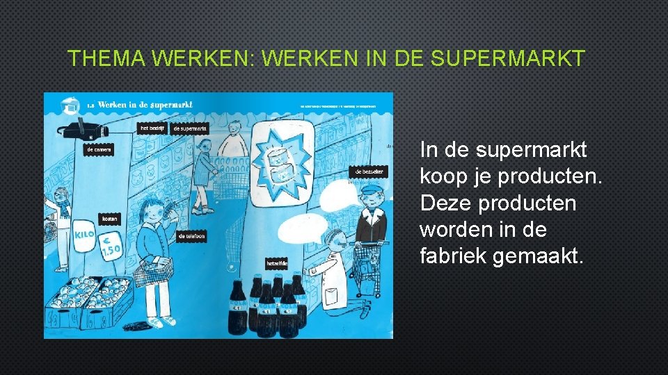 THEMA WERKEN: WERKEN IN DE SUPERMARKT In de supermarkt koop je producten. Deze producten