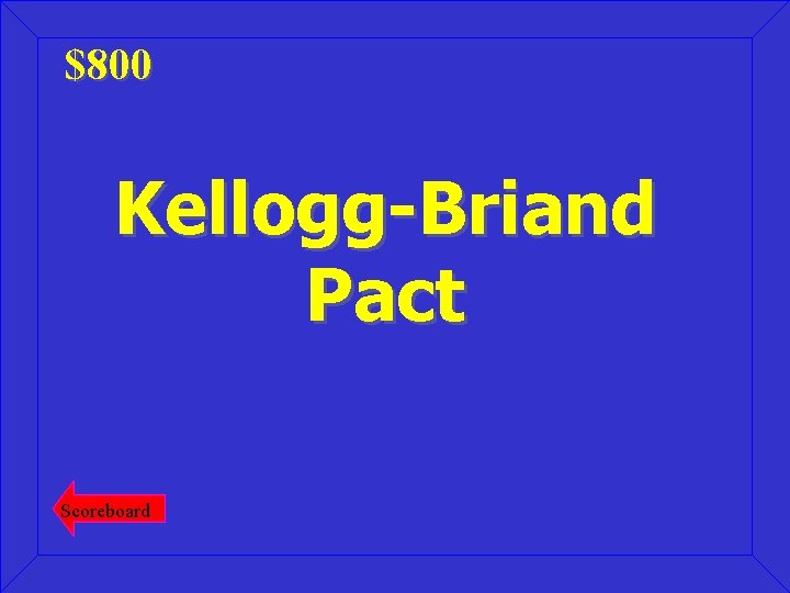 $800 Kellogg-Briand Pact Scoreboard 