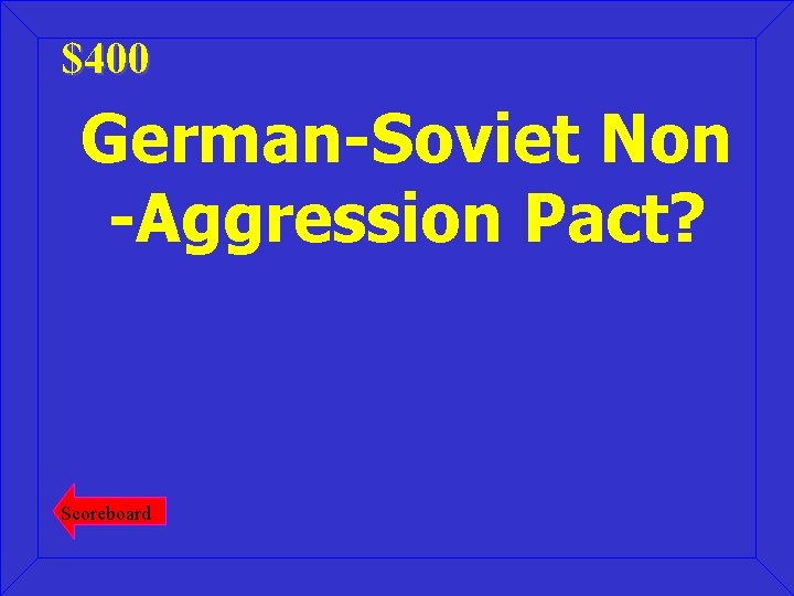 $400 German-Soviet Non -Aggression Pact? Scoreboard 