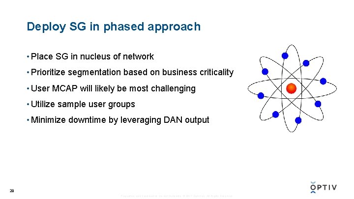 Deploy SG in phased approach • Place SG in nucleus of network • Prioritize