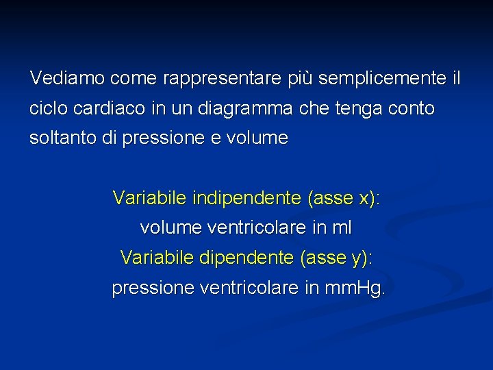 Vediamo come rappresentare più semplicemente il ciclo cardiaco in un diagramma che tenga conto
