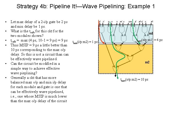 Strategy 4 b: Pipeline It!—Wave Pipelining: Example 1 • • • Let max delay
