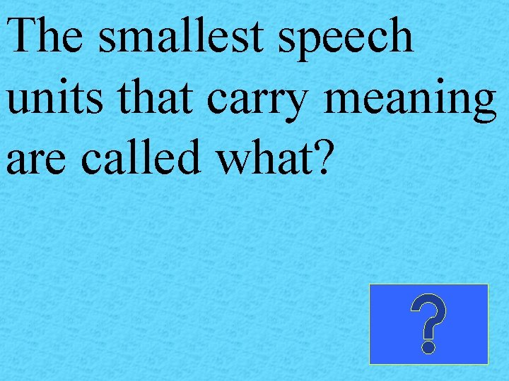 The smallest speech units that carry meaning are called what? 