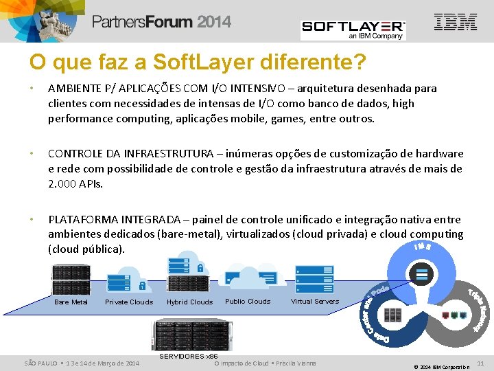 O que faz a Soft. Layer diferente? • AMBIENTE P/ APLICAÇÕES COM I/O INTENSIVO O que faz a Soft. Layer diferente? • AMBIENTE P/ APLICAÇÕES COM I/O INTENSIVO
