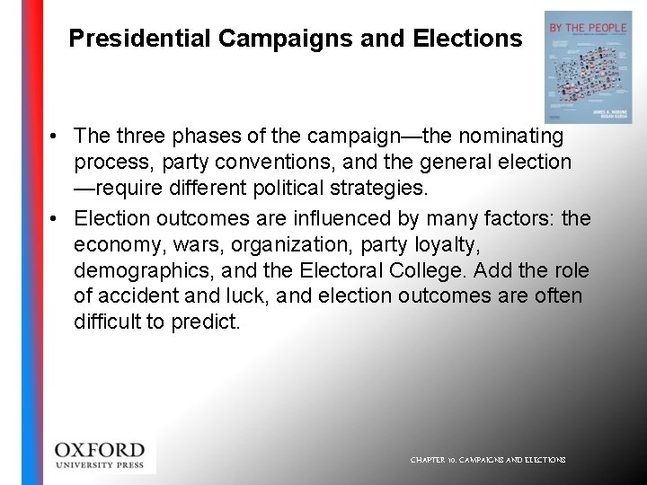 Presidential Campaigns and Elections • The three phases of the campaign—the nominating process, party