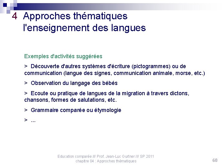 4 Approches thématiques l'enseignement des langues Exemples d'activités suggérées > Découverte d'autres systèmes d'écriture