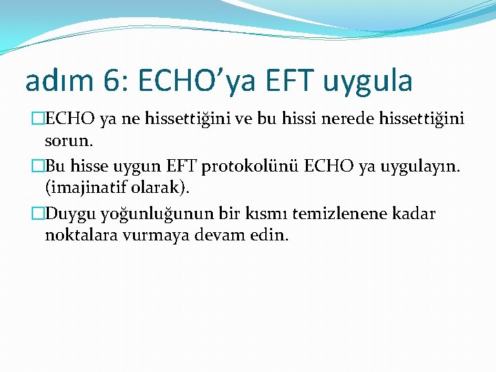 adım 6: ECHO’ya EFT uygula �ECHO ya ne hissettiğini ve bu hissi nerede hissettiğini