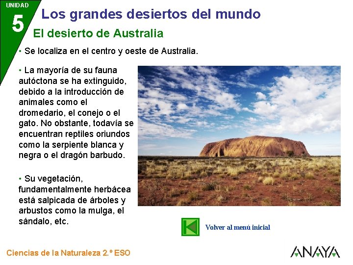 UNIDAD Los grandes desiertos del mundo 5 El desierto de Australia 3 • Se