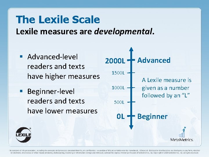 The Lexile Scale Lexile measures are developmental. § Advanced-level 2000 L readers and texts