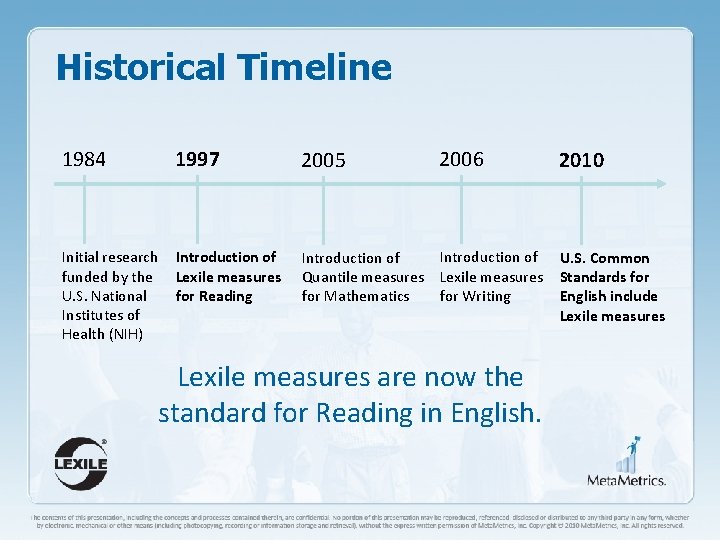 Historical Timeline 1984 1997 2005 2006 Initial research funded by the U. S. National