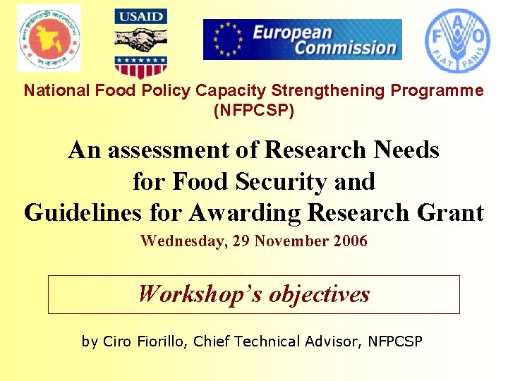 National Food Policy Capacity Strengthening Programme (NFPCSP) An assessment of Research Needs for Food