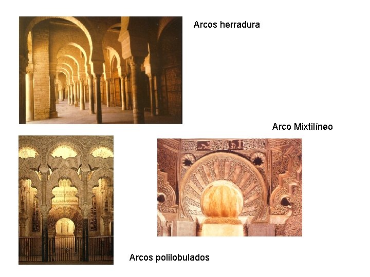 Arcos herradura Arco Mixtilíneo Arcos polilobulados 