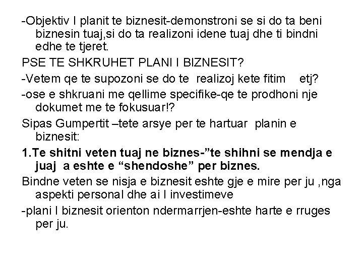 -Objektiv I planit te biznesit-demonstroni se si do ta beni biznesin tuaj, si do