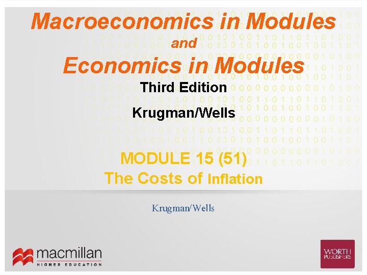 Macroeconomics in Modules and Economics in Modules Third Edition Krugman/Wells MODULE 15 (51) The