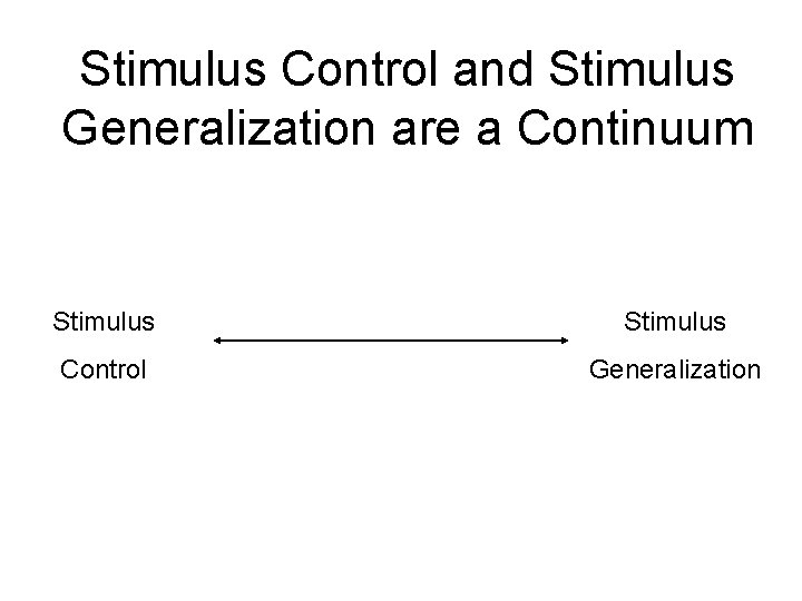 Stimulus Control and Stimulus Generalization are a Continuum Stimulus Control Generalization 