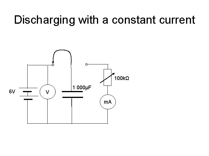 Discharging with a constant current 100 kΩ 6 V V 1 000μF m. A Discharging with a constant current 100 kΩ 6 V V 1 000μF m. A