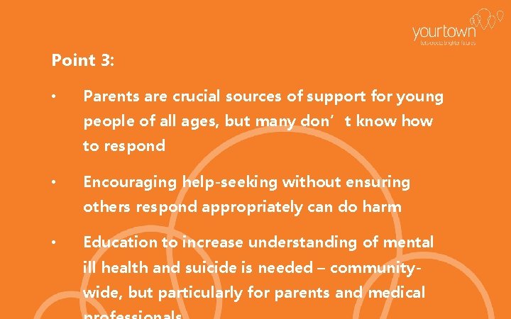 Point 3: • Parents are crucial sources of support for young people of all