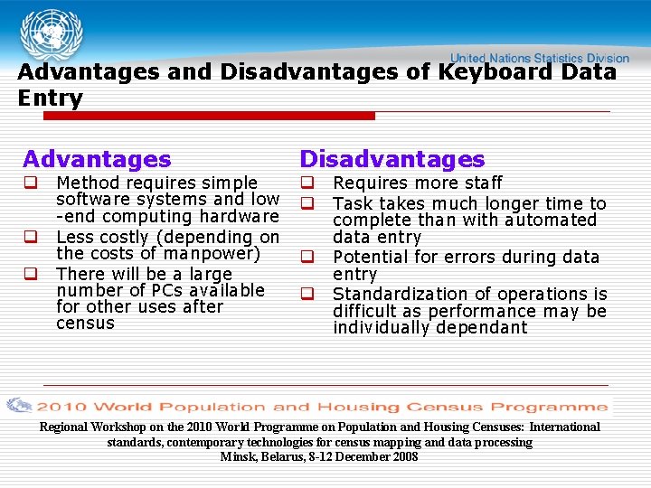 Advantages and Disadvantages of Keyboard Data Entry Advantages q q q Method requires simple