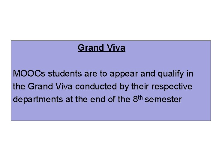 Grand Viva MOOCs students are to appear and qualify in the Grand Viva conducted
