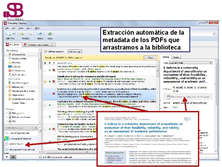 Extracción automática de la metadata de los PDFs que arrastramos a la biblioteca 