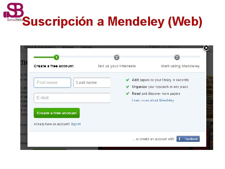 Suscripción a Mendeley (Web) 