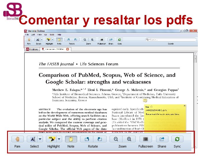Comentar y resaltar los pdfs 